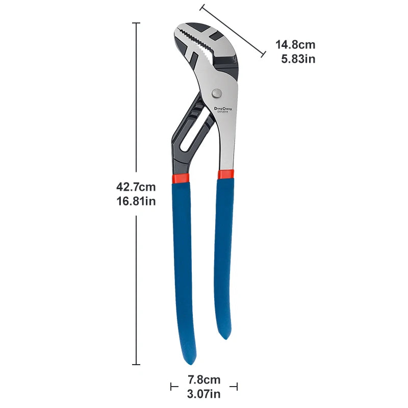 Water Pump Pliers CRV Steel Heat Treated Multi Position Adjustable Groove Joint Pipe Wrench High Torque PVC Grip 8 10 12 16 Inch