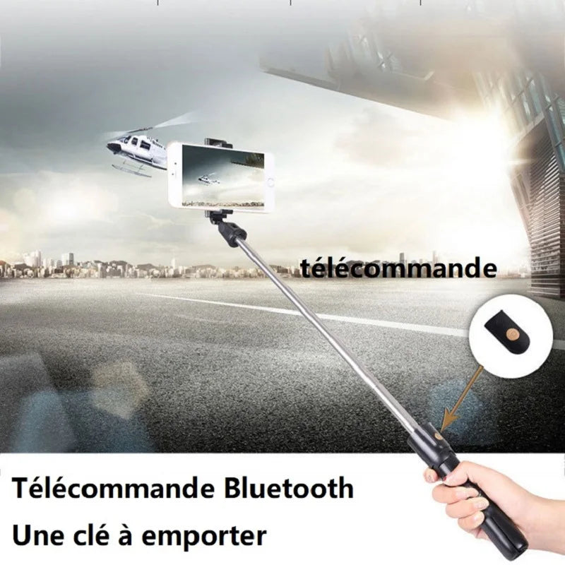 Foldable Wireless Selfie Stick Tripod Stand With Bluetooth Remote Portable Extendable Tripod For iPhone Xiaomi Huawei Video Live
