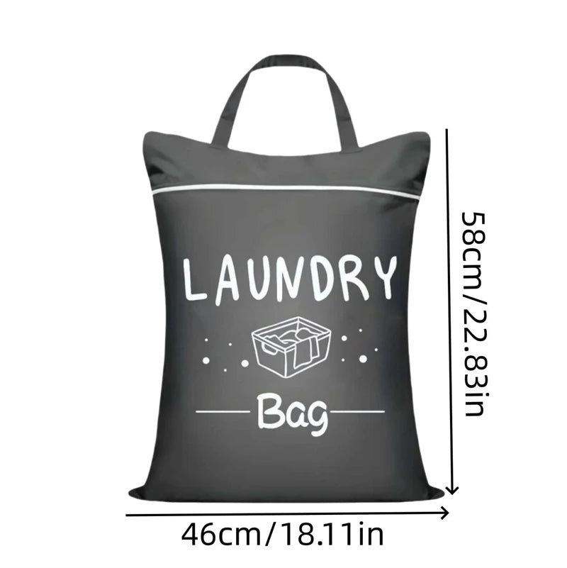 Large Capacity Waterproof Travel Laundry Bag Wet Dry Organizer Pouch with Zipper Hanging Strap Portable Storage Bag