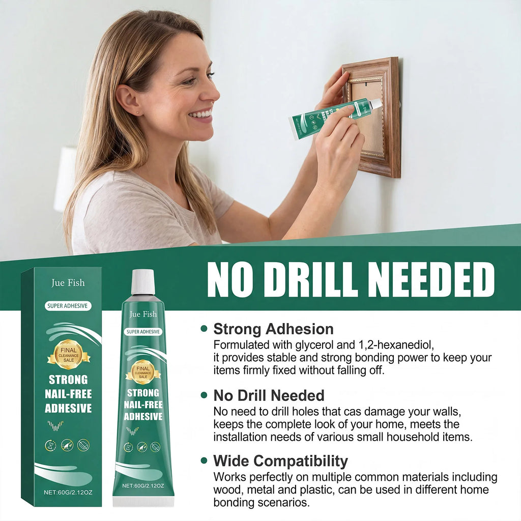 Multi Surface No Nail Adhesive Heavy Duty Quick Dry Instant Bond No Drilling Required Mounting Daily Household Repair Glue