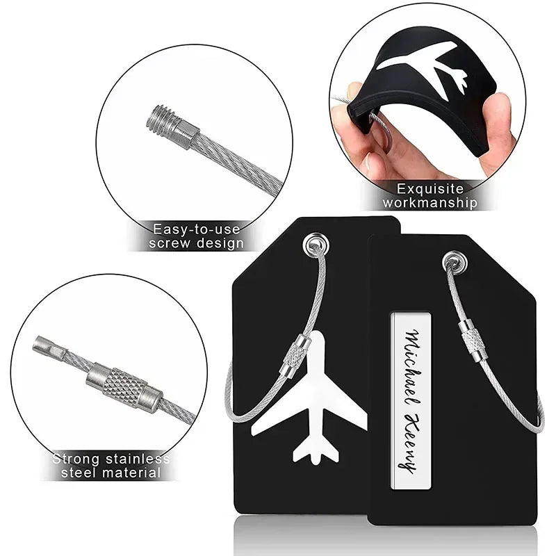 Color Fashion Silicone Luggage Tag Men Women Boarding Baggage Name Tag Suitcase Address Label Holder Portable Travel Accessories