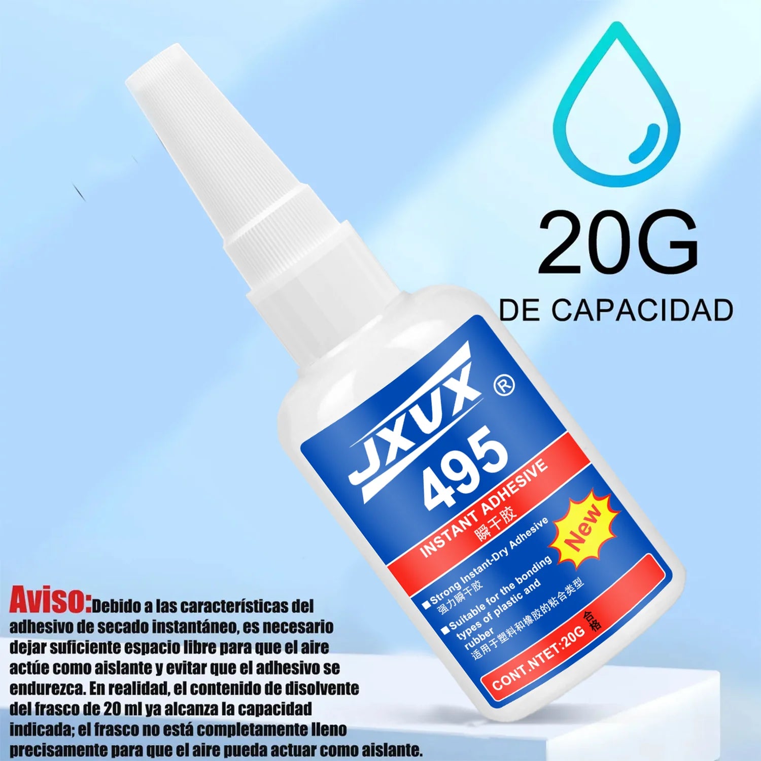 401 Super Glue Dries Instantly Instant Adhesive Bond Clear All-Purpose Universal for Plastic Wood Metal Rubber Leather 20g 6 Pcs