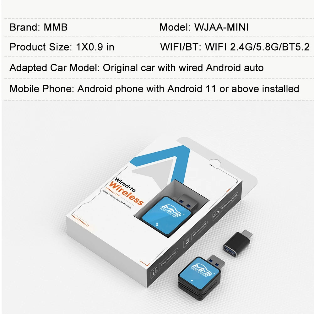MMB Mini 2in1 Wired to Wireless CarPlay Adapter Android Auto Dongle for VW Haval Audi Kia Porsche Lexus 98% Cars Plug and Play