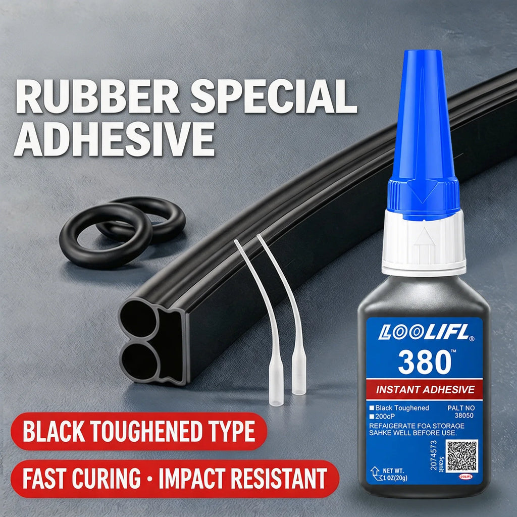 Loolifl380 Plastic Special Glue20G Fast Curing Super Adhesive for Motorcycle Fairings Auto Parts Household Repairs Black Rubber