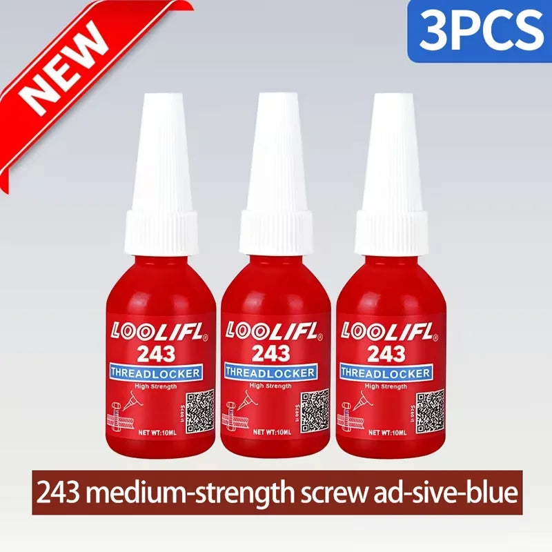 Large Package - Outdoor Portable Glue, Medium-Strength Anaerobic Removable Blue Glue, Oil-Resistant, Vibration-Resistant + High-Strength Red Permanent Screw-Locking Glue Combo, 10ml Capacity, Removable
