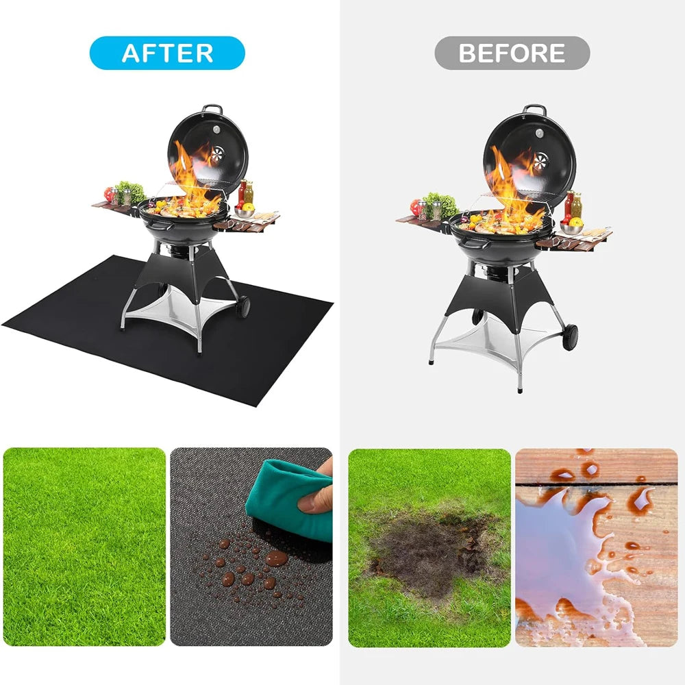 Outdoor BBQ Grill Fireproof Mat - Multi-use Reusable High Temperature Resistant Fire Pit Pad Lawn Protection Mat Flame Retardant