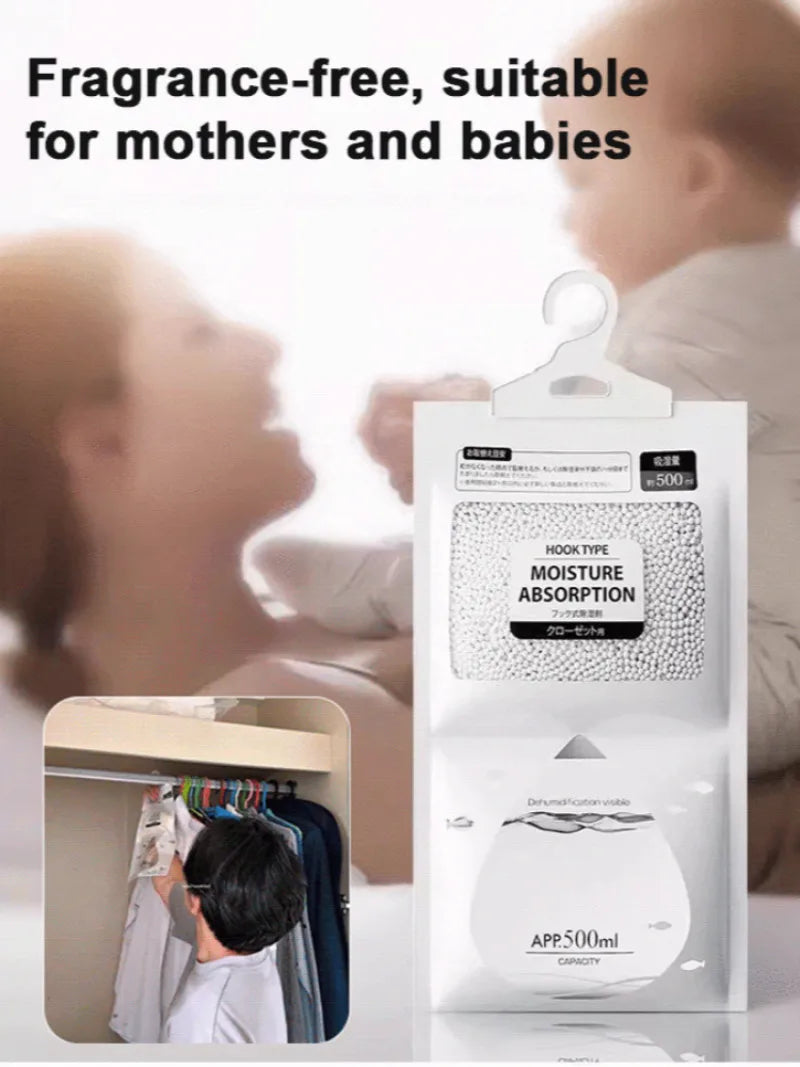 Hanging Dehumidifier Bag with Hook Household Hanging Dry Bag Desiccant MoistureProof Mildew Absorbent for Home Bathroom Wardrobe