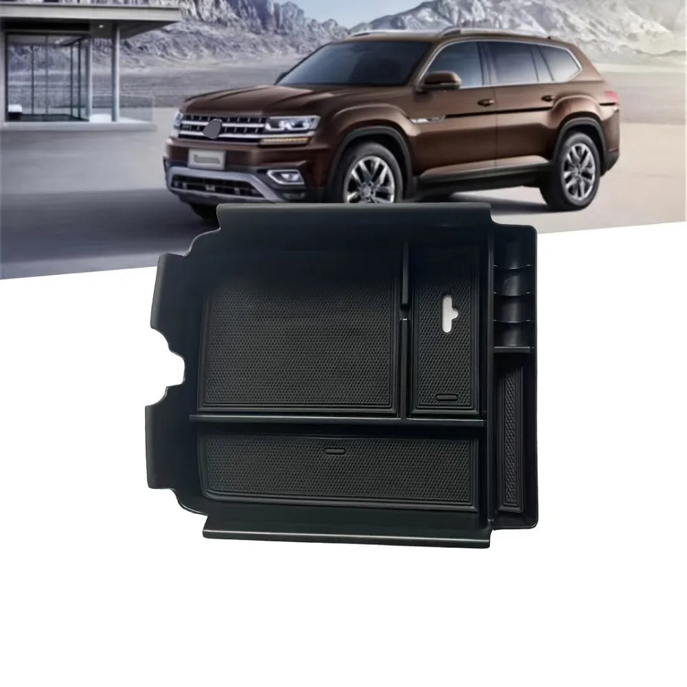 Car Central Armrest Box Storage Box For Volkswagen Atlas Cross Sport 2018-2023 Black Armrest Storage Box Tray Holder Accessories