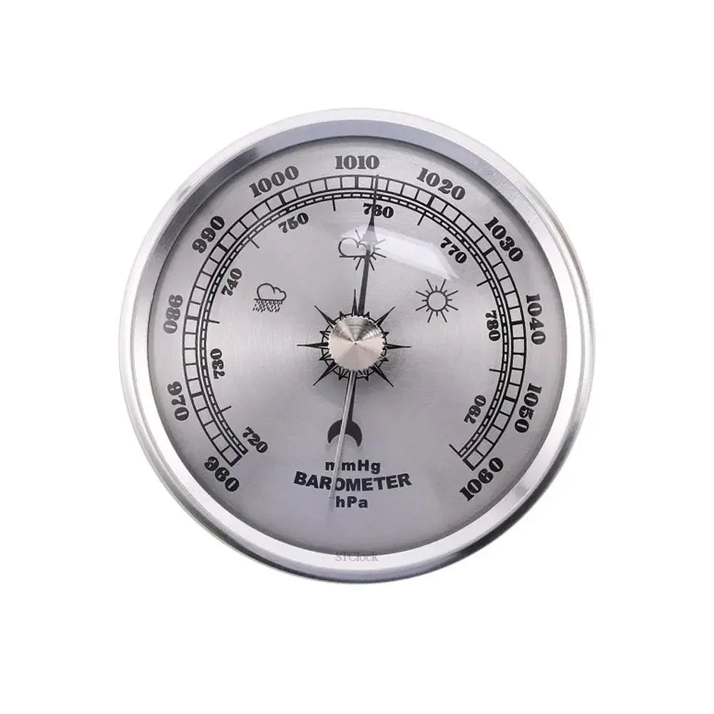 Metal Barometer Gold Frame Wall Hanging Wireless Alarm Clock Barometer Thermometer Hygrometer For Indoor Outdoor K2S0