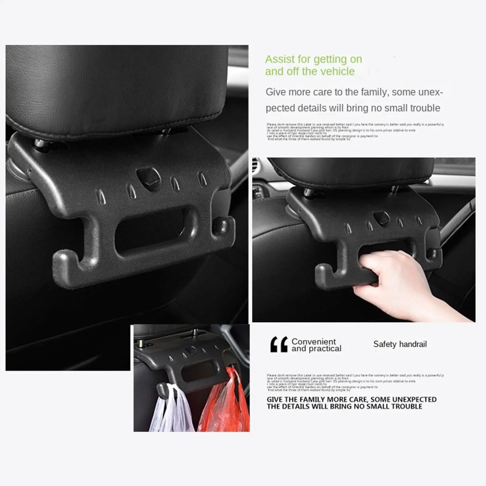 Heavy Duty Car Bag Hooks,Sturdy Storage Accessory,Easy Installation For Handbags Grocery Bags Bottles RV And Various Vehicles