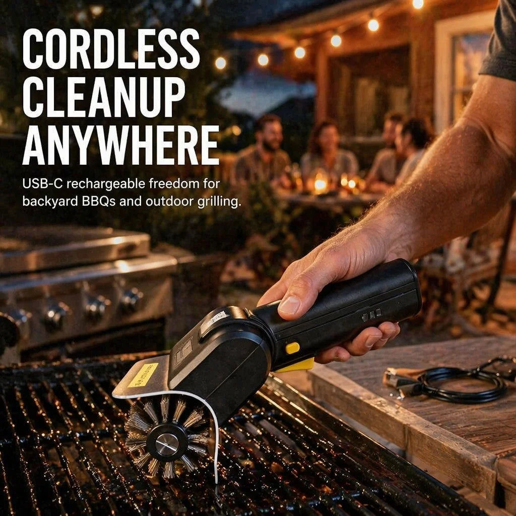 Electric BBQ Grill Brush Automatic Barbecue Cleaning Brush Rust Remover Cleaner Outdoor Grill Grate Washing Tool