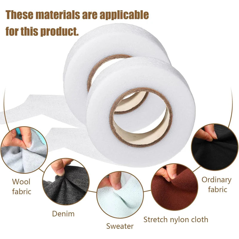 64M Hemming Tape Fabric Adhesive Hem Iron on No-Sew Hemming Tape For Pants Curtains & Drapes Durable Fabric Tape Sewing Tools