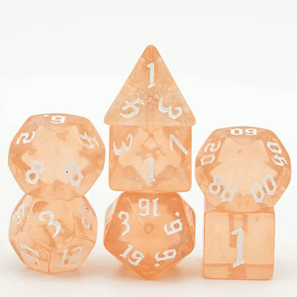 DND Glitter Dice Set 7Pcs/Set Sickle Font D4 D6 D8 D10 D% D12 D20 Polyhedral Dice for Dungeons&Dragons Role Playing Board Games