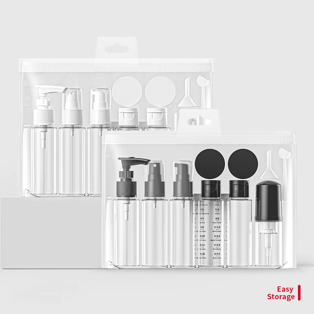 PET Simple Travel Refillable Bottle Set Shampoo Shower Gel Toner Lotion Serum Cream Box Jar Empty Container