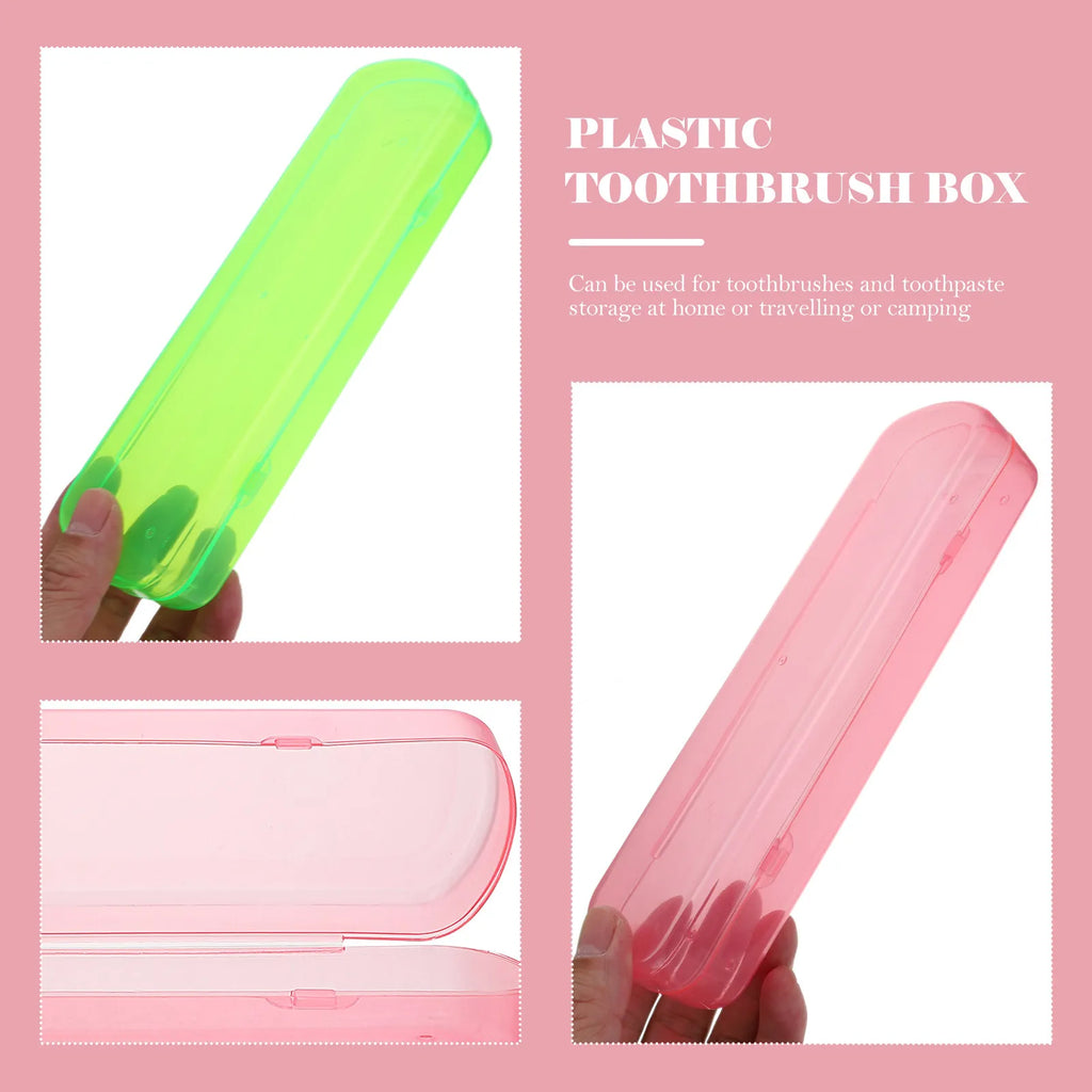 4Pcs Toothbrush Box Travel Plastic Portable Toothbrush Case Business Organizer Storage Holder for Outdoor Use Storage Box