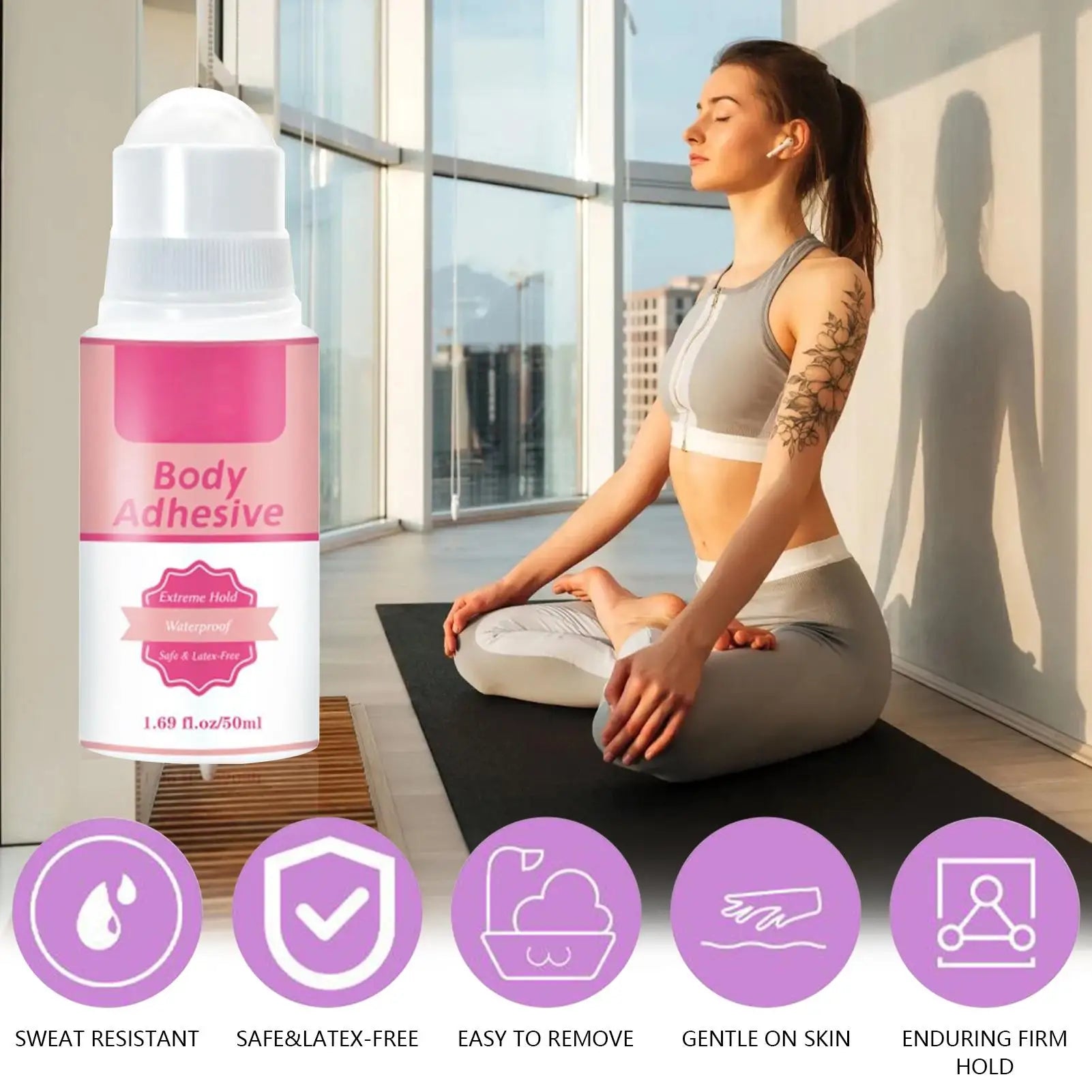 Anti-Slip Glue Roll On Skin Adhesive For Clothing Dress Body Skin Anti-exposure Bra Non-slip Fixed Sweat-Resistant Invisible