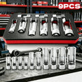 9-Piece 10-22mm Diesel Injector Fuel Line Socket Wrench Set | Suitable for Master Cylinder Lines, Oxygen Sensor Pressure, and Socket Removal Tools