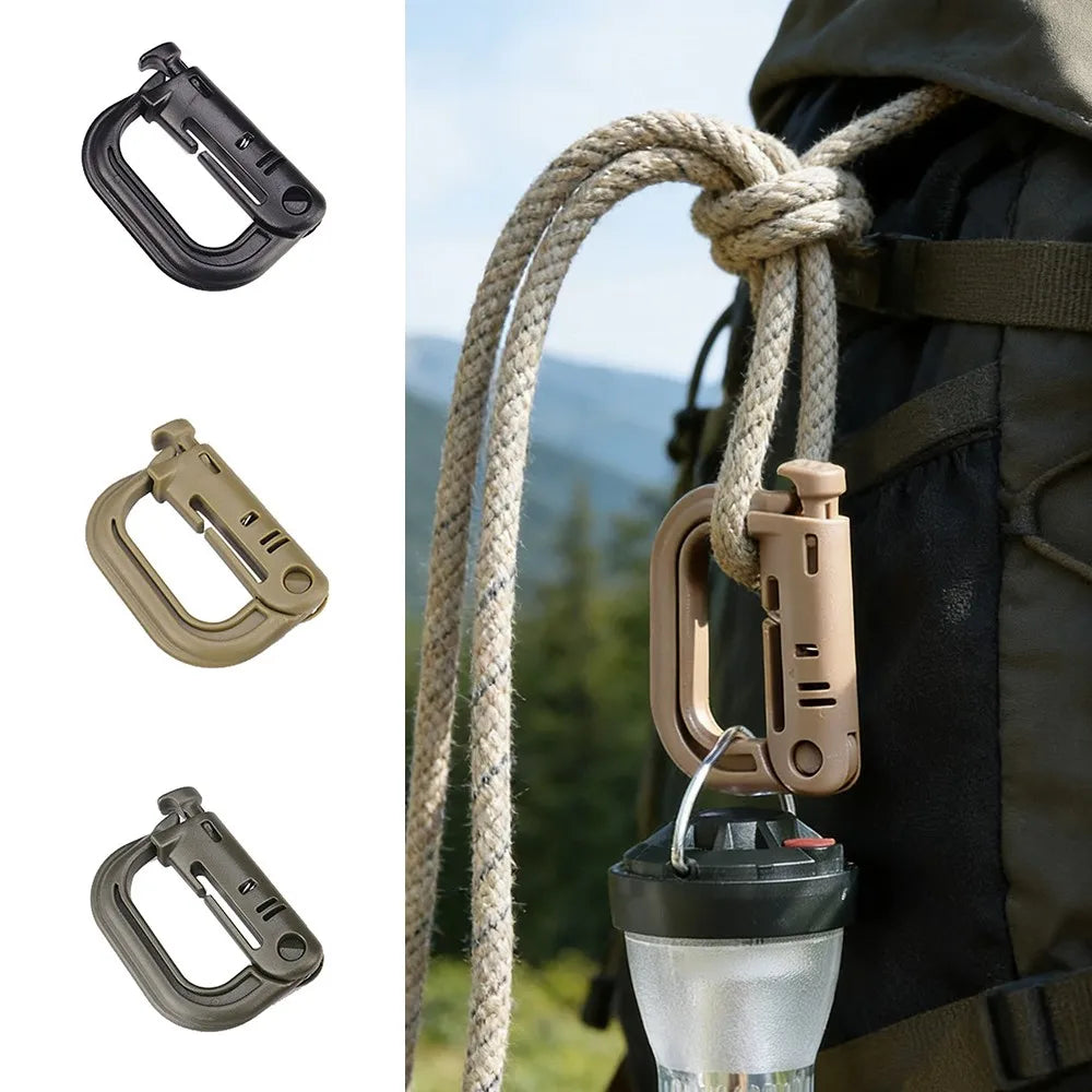 Tactical D Locking Ring Buckle Outdoor MOLLE Carabiner Plastic Clip Snap Type Tactical Vest Bag Connection Point Fastener