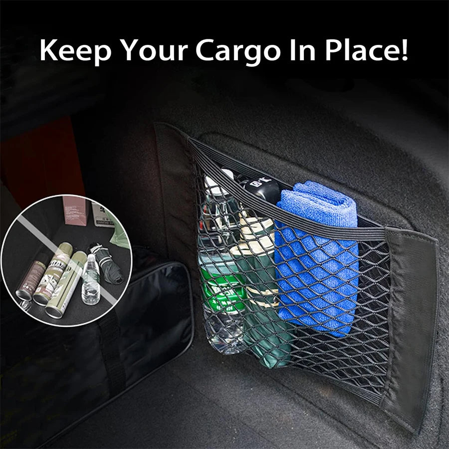 Universal Car Pouch Mesh Ceiling Netting Storage Auto Wall Sticker Net Pocket Elastic Trunk Organize Bag  Load  Mesh Storages