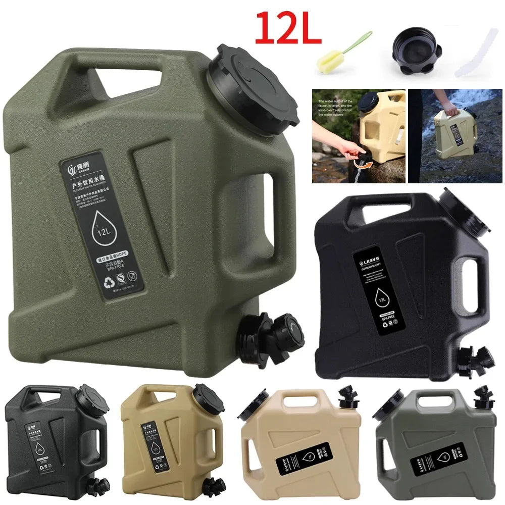 12L Camping Water Container Tank Large Capacity Water Storage Carrier Barrel Portable Vehicle Car Water Bucket with Faucet 대형물통