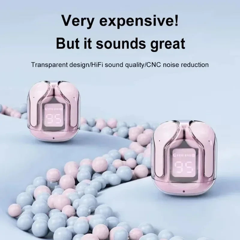 Original T2 TWS Wireless BT Headphones Earphones Transparent Mini Headset HIFI LED Power Digital Display Stereo Sound Earbuds