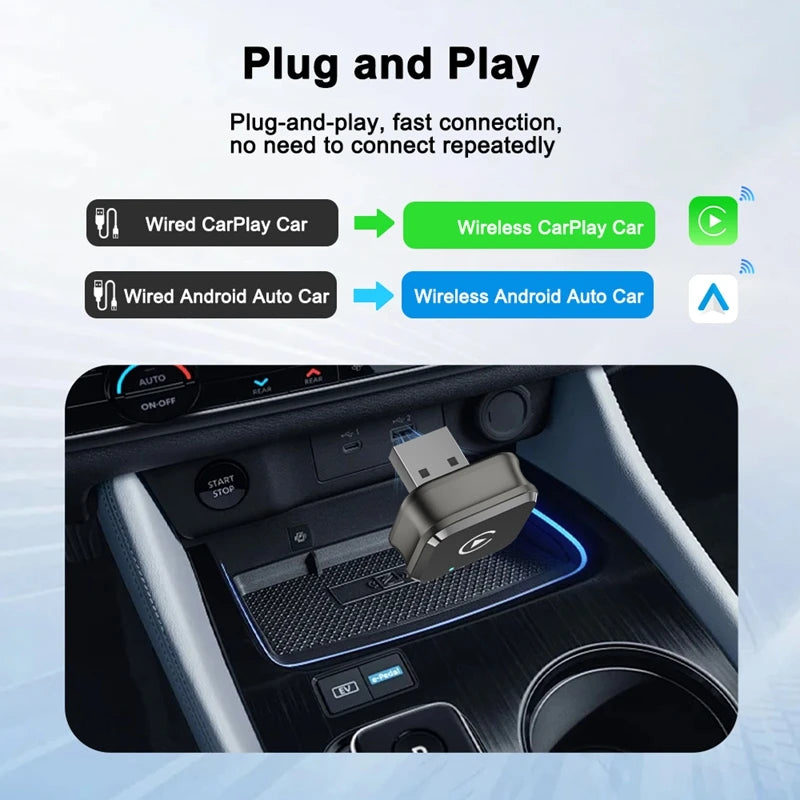 Lenovo Mini CarPlay 2026 2 in 1 Wireless CarPlay Adapter For Apple And Android Auto Connect WiFi Bluetooth USB Plug Play