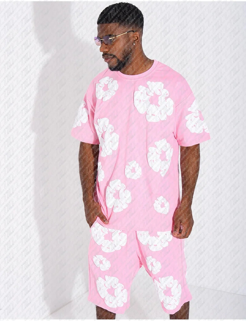 Popular Cultural Clothing, Men's T-shirt Sets, Floral Printed Clothing, A Must-have for Men, Hot Selling, Limited Edition Sales