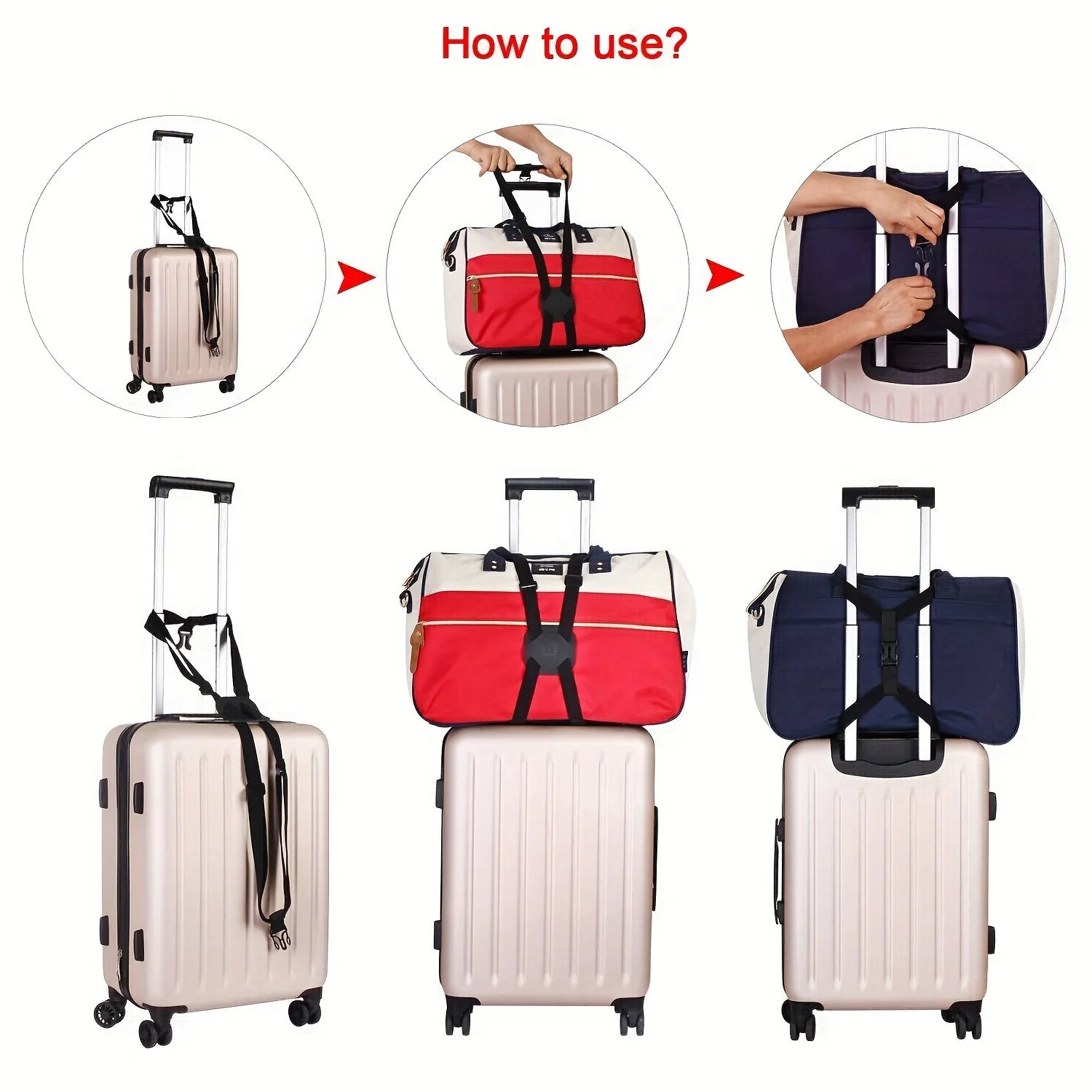 1pc Adjustable Luggage Strap, Suitcase Packing Belt, Easy Travel Elastic Strap Travel Accessories For Suitcase