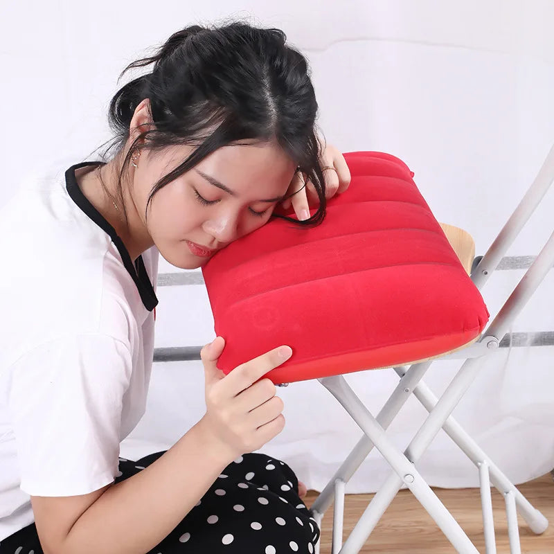 Air Cushion Pillows Outdoor Camping Sleep Cushion Folding Square lnflatable Pillows Travel Backrest Plane Head Rest Big