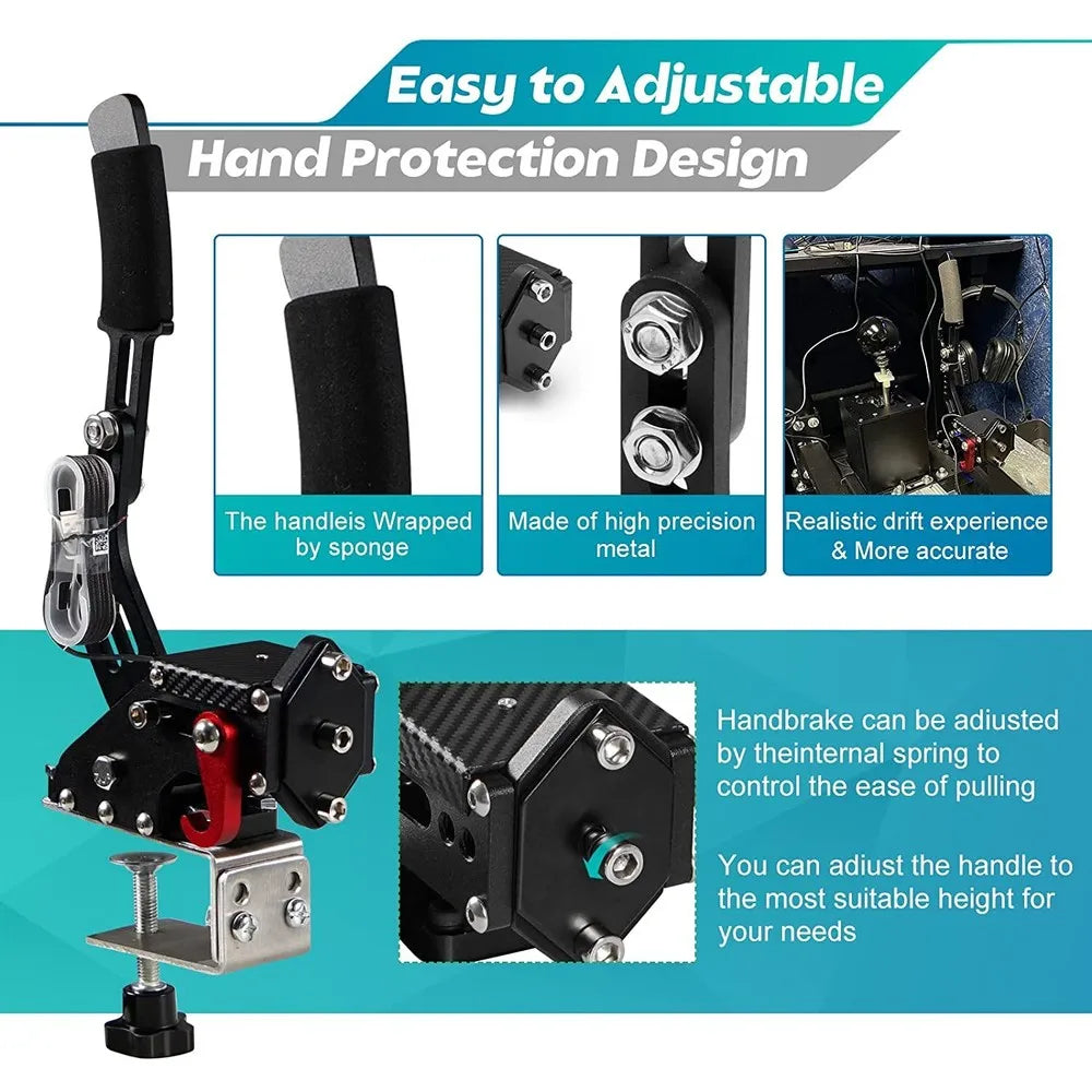 PC USB Simulator Shifter Handbrake with 7+R H Shifter Clip For G29 G27 G920 T300RS