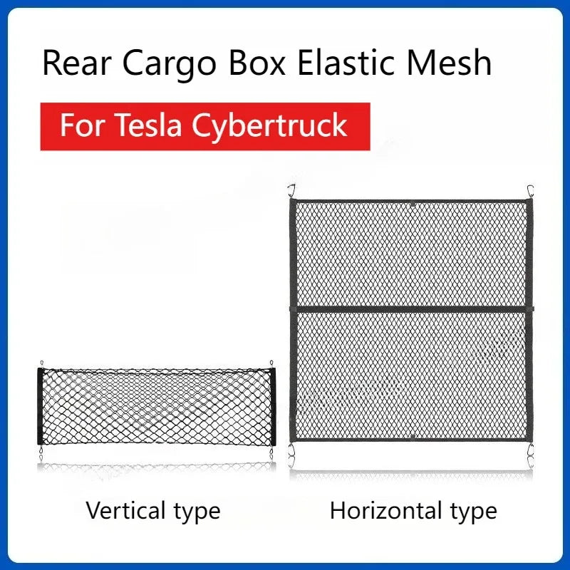 For Tesla Cybertruck Cyber Pickup Truck Back Bucket Box Elastic Storage Net Outdoor Travel Luggage Net Fixed Car Accessories