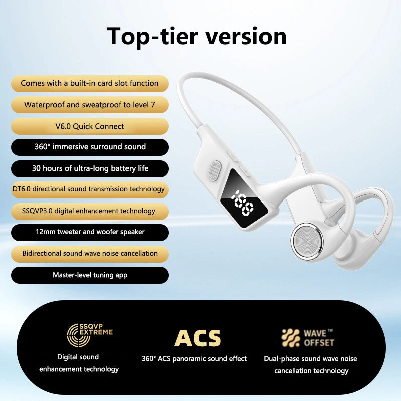 Lenovo Ai New Bone Conduction Bluetooth Headphones Memory Noise Cancellation Battery Level Display and Running Mode Waterproof