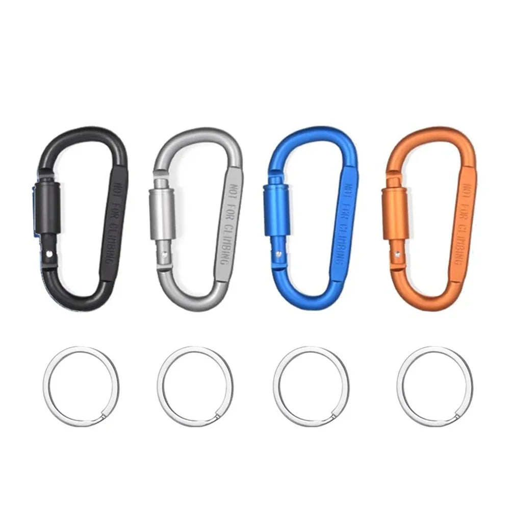 4 Pack D-ring Carabiner Clip Lightweight Aluminum Carabiners With Barrel Locking For Keychain Tactical Bag Backpack