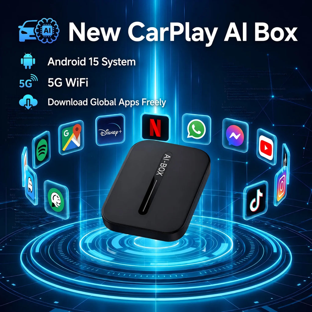 2026 CarPlay AI Box Android 15 Wireless CarPlay Android Auto Adapter 5G WiFi Support Netflix YouTube Toyota VW Ford MG Kia