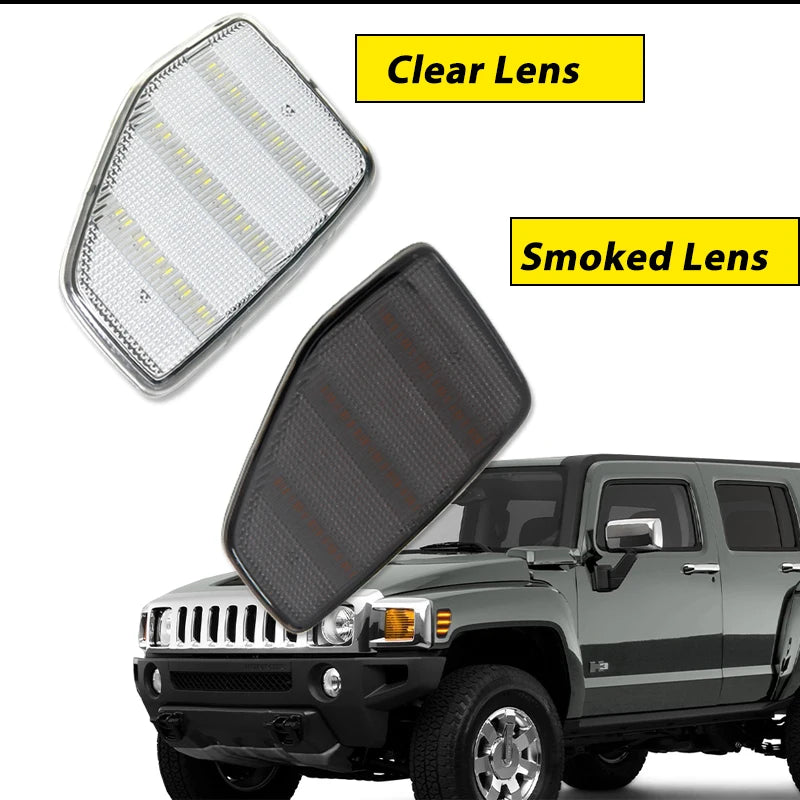 iJDM Car Amber Triple-Row LED Strip Front Fender Side Marker Lights Compatible With for Hummer H3 H3T Turn Signal Light 06-2010
