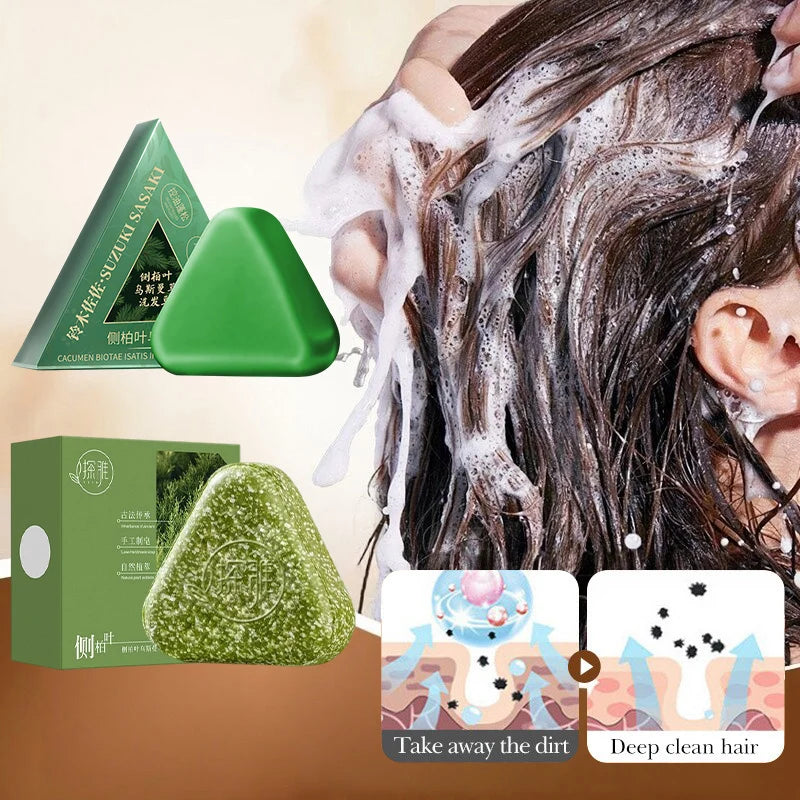 Usman Grass & Platycladus Herbal Shampoo Soap Natural Hair Loss Treat Strengthens Roots Controls Oil Cleanses Scalp Hair Growth
