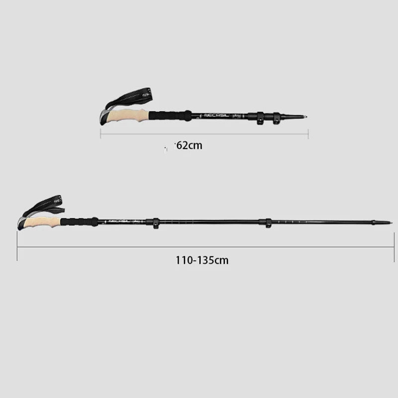 1pcs Aluminum Outdoor Hiking Anti Shock Walking Sticks Telescopic Trekking Climbing Poles Ultralight Walking Canes 135CM