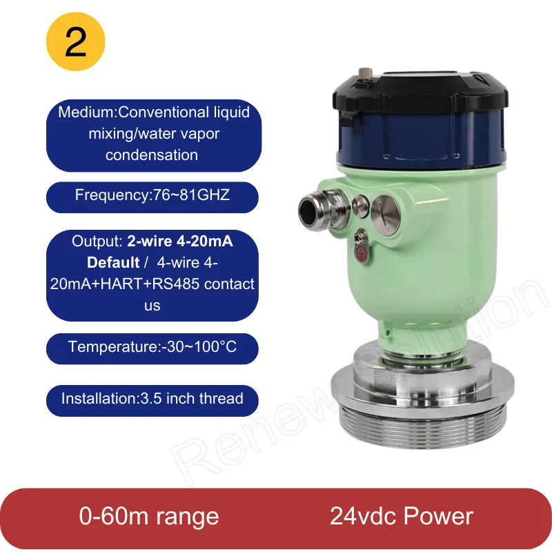 80ghz High Frequency Radar Level Meter Explosion-proof Anti-corrosion Material Storage Dust River Reservoir Water Level Gauge
