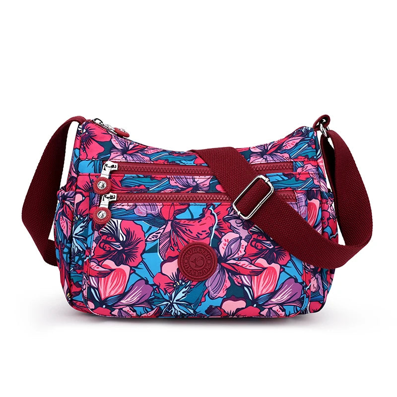 Women's Lightweight Nylon Crossbody Bag with Multiple Pockets Tote Purse Shoulder Handbag Travel Bag for Daily Use