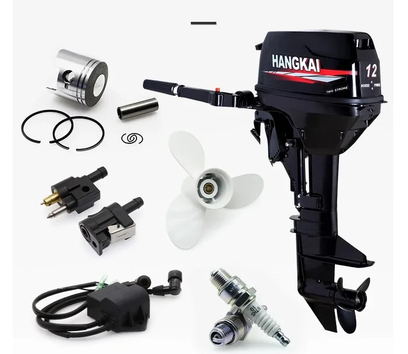 HANGAKI Outboard Motor Parts for 2-Stroke 12 HP Outboards Accessory Marine Engine Throttle Cable Propeller Spark Plug Gear