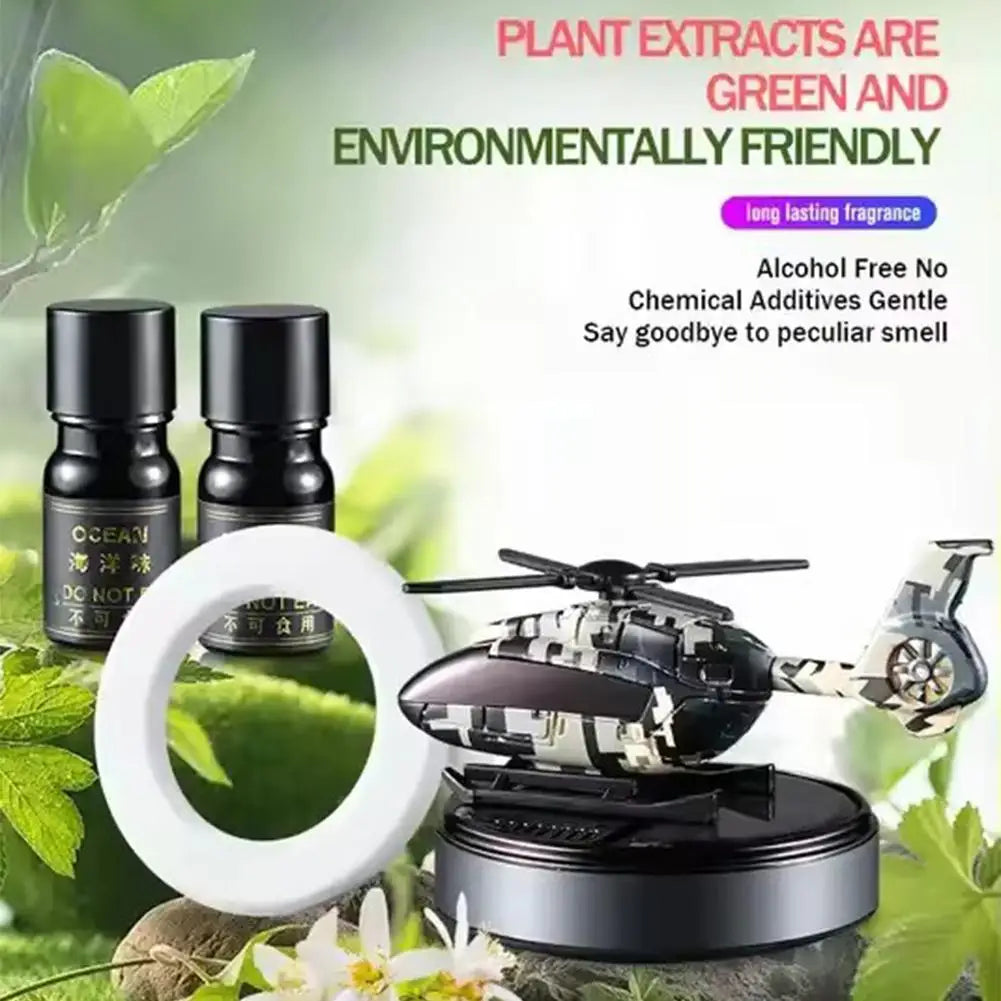 Car Solar Airplane Air Freshener Solar Helicopter Interior Accessories Trim Propeller Rotary Perfume Diffuser Deodorant