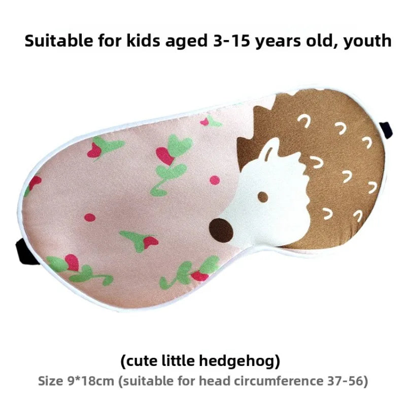 Kids Cartoon Silk Sleep Eye Mask,100% Silk16 Momme Adjustable Elastic Strap Full Blackout Eye Cover for 3-15 Years Old Children