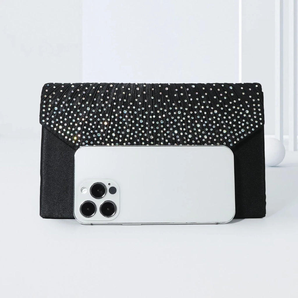Ladies' Single-shoulder Dinner Bag  Evening Dress Bag Flip Cover Colored Diamond Embossed Clutch Bag  Fashionable Evening Dress