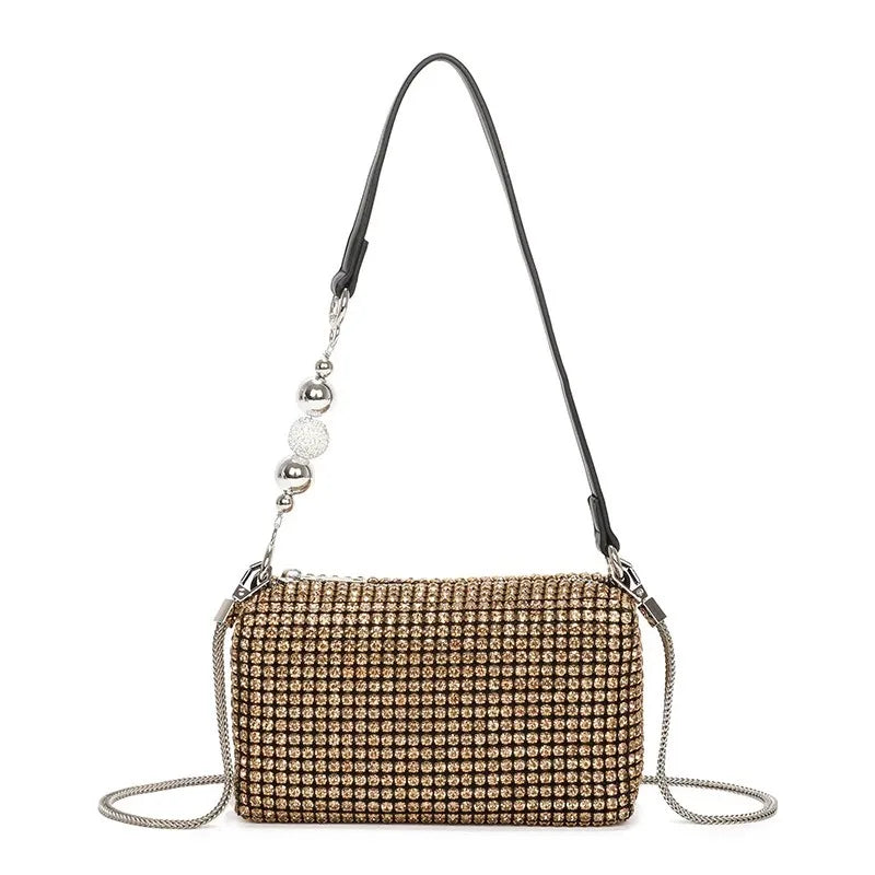 2026 Luxury Rhinestone Pearl Evening Bag for Women | Sparkly Stage Performance Purse | Elegant Dinner Party Clutch Crossbody Bag