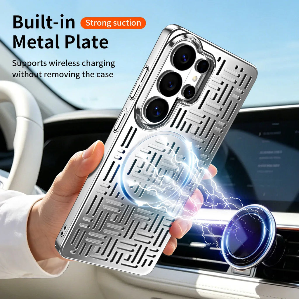 Fuzi Hole Heat Dissipation Phone Case,For Samsung S26 S25 Ultra With Built-in Magnetic Protection Back Cover,Stylish And Durable