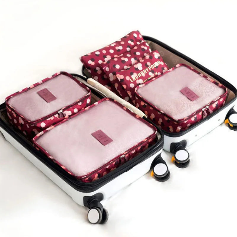 6pcs Travel Organizer Storage Bags Portable Travel Suitcases Organizer Travel Bag For Women Luggage Organizer Clothes Shoes Bag