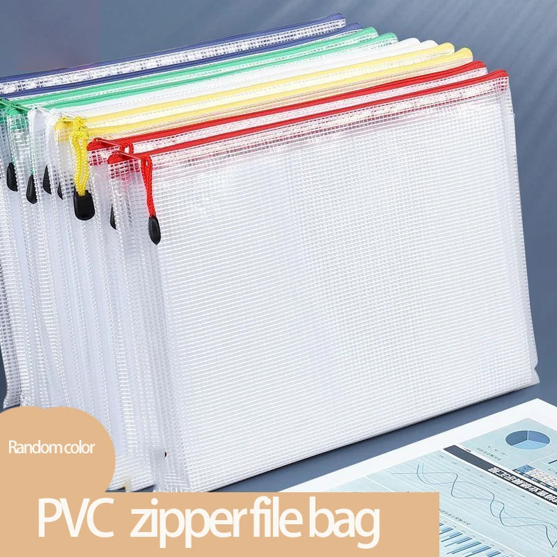 M&G Zipper File Bag A4 Plastic Folder Transparent Waterproof Document Organizer Storage Bag School Office Stationery Supplies