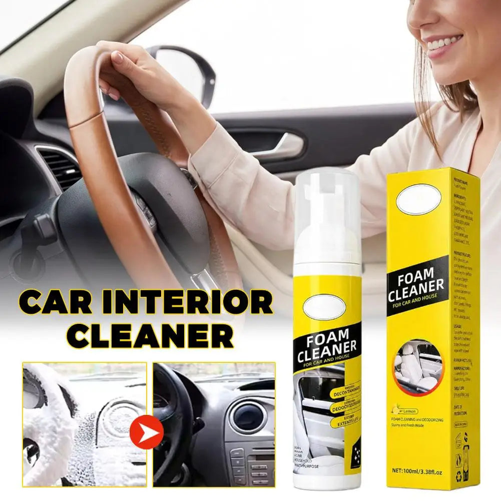 Universal Car Interior Foam Cleaner Leather Stain Remover Spray Seat Cleaning Kit with Sponge Cloth