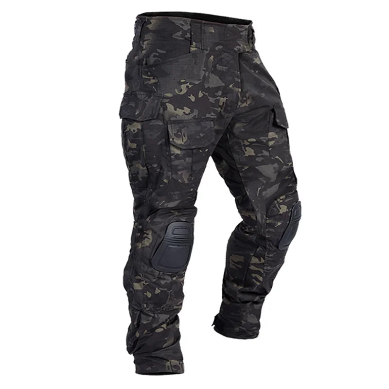 Multicam Pants +Knee Pads Men Tactical Combat Cargo Camo Trousers Trainning Hunting Clothes Quick Dry Breathable Sport Pants