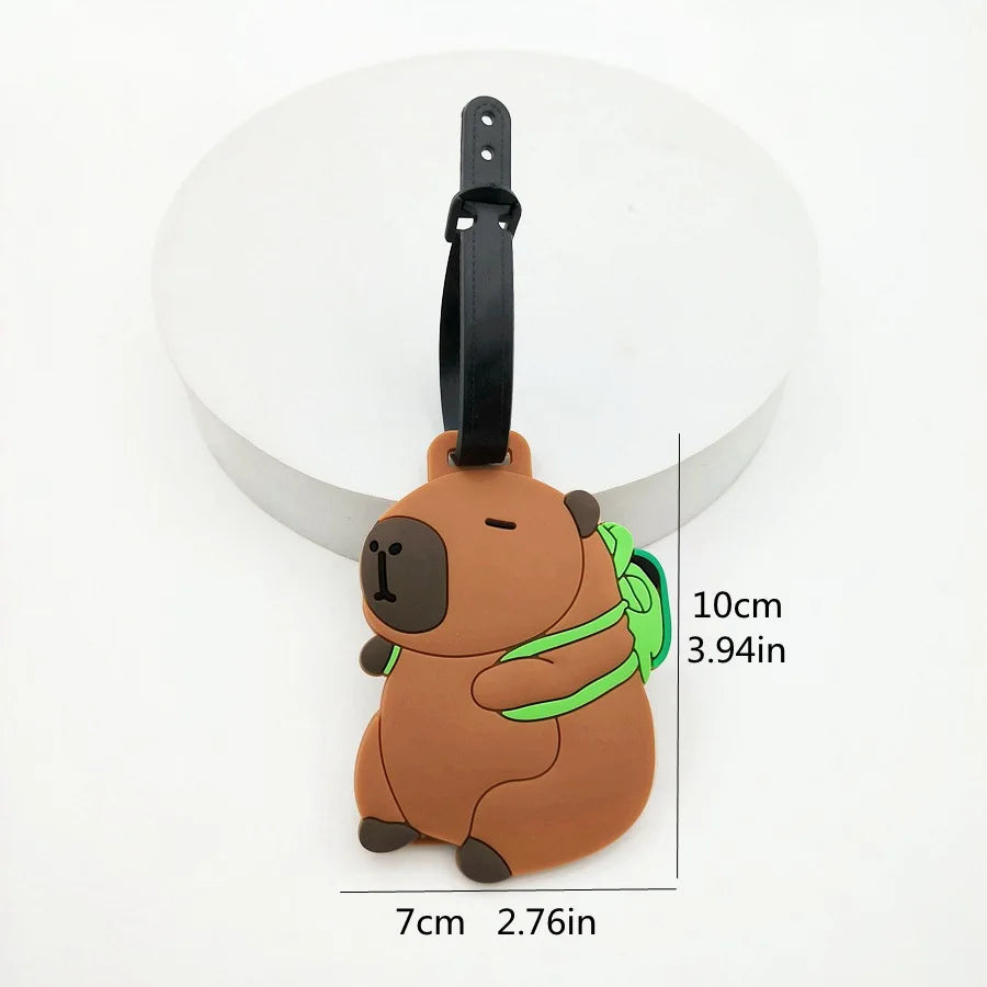 Travel accessories, luggage tags, cartoon capybara, PVC luggage, ID card, address holder, luggage boarding tag, portable tag